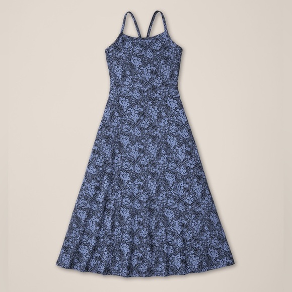 PACT NWOT Organic Fit and Flare Midi Dress in Midnight Garden - Picture 6 of 12